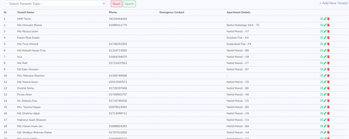 Apartment Tenant Management